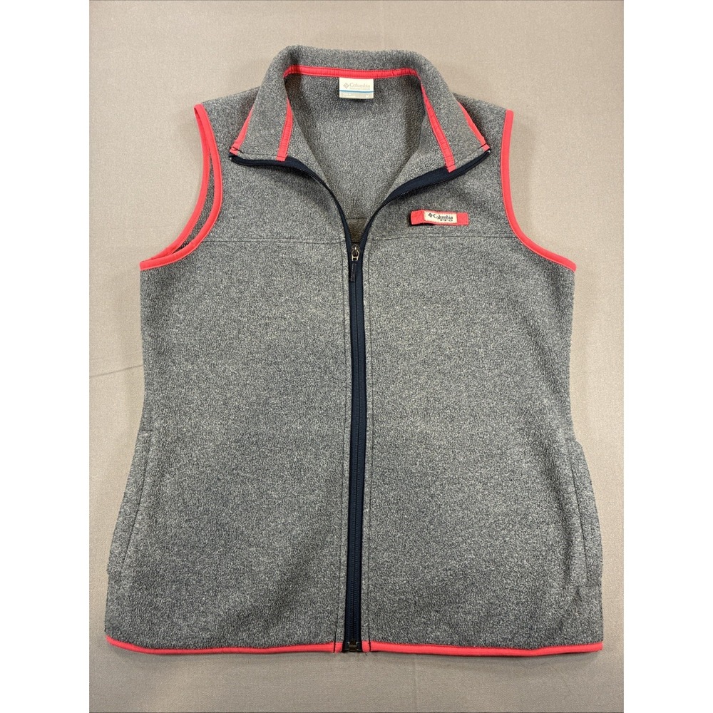 Womens Columbia Sportswear Full Zip Vest Medium Gray Athletic Outdoor Hiking